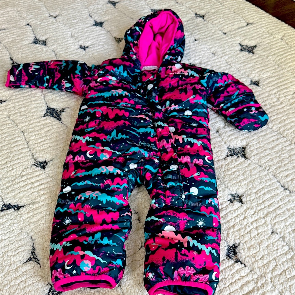Columbia Pink and Black Baby Snowsuit